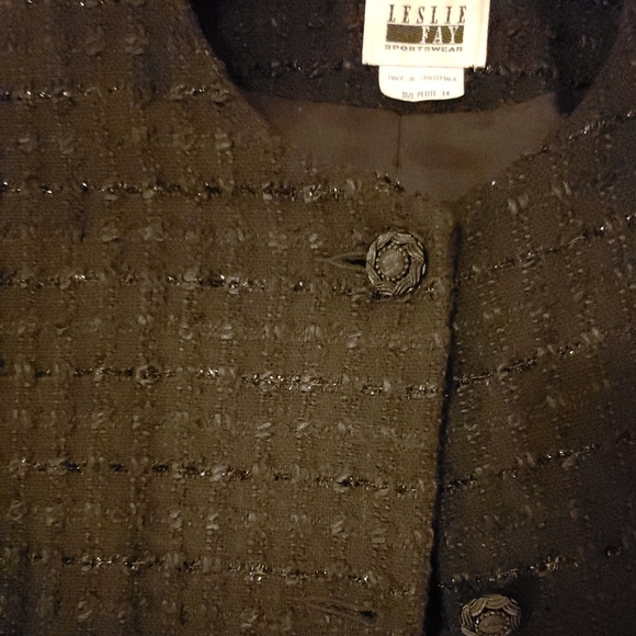 Leslie Fay black suit sz 14/12P - Picture 3 of 8